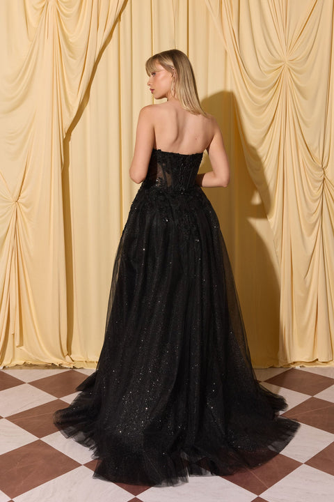 Eureka EK208 applique strapless a-line gown — 0004634