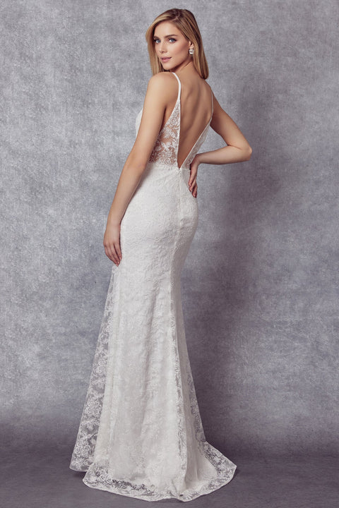 Juliet JT272W Long Mermaid Sweetheart Lace Wedding Dress – Off White