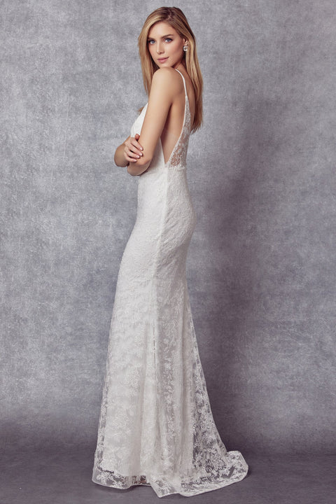 Juliet JT272W Long Mermaid Sweetheart Lace Wedding Dress – Off White