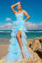 Amelia Couture 6125 Sleeveless Tiered Ruffled Gown with Slit