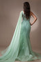 Amelia Couture 7048 Appliqué One-Shoulder Cape Gown