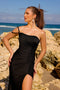 Amelia Couture AC0013 Fitted One-Shoulder Gown with Sli