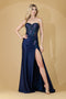 Amelia Couture TM1019 Strapless Corset Appliqué Gown with Slit