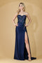 Amelia Couture TM1019 Strapless Corset Appliqué Gown with Slit