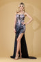 Amelia Couture TM1020 Sequin Appliqué Corset Slit Gown