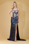 Amelia Couture TM1020 Sequin Appliqué Corset Slit Gown