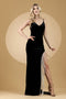 Amelia Couture BZ9015V Sleeveless Velvet Gown with Fringe and Slit