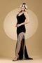 Amelia Couture BZ9015V Sleeveless Velvet Gown with Fringe and Slit