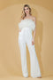 Amelia Couture 3019 Strapless Sequin Jumpsuit with Feathers