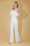 Amelia Couture 3019 Strapless Sequin Jumpsuit with Feathers