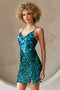 Amelia Couture 5057S Short Sequin Dress with Mirror Beading