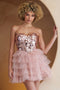 Amelia Couture 5058S Beaded Sleeveless Short Tiered Dress