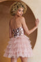 Amelia Couture 5058S Beaded Sleeveless Short Tiered Dress