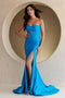 Amelia Couture AG0113 Fitted Strapless Satin Gown with Slit