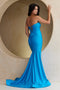 Amelia Couture AG0113 Fitted Strapless Satin Gown with Slit