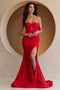 Amelia Couture AG0113 Fitted Strapless Satin Gown with Slit