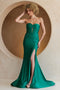 Amelia Couture AG0113 Fitted Strapless Satin Gown with Slit