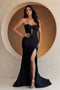 Amelia Couture AG0110 Fitted Strapless Gown with Glitter and Slit