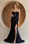 Amelia Couture AG0113 Fitted Strapless Satin Gown with Slit