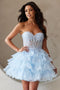 Amelia Couture BZ9032S Strapless Ruffled Appliqué Dress