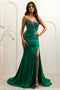 Amelia Couture 3042 Strapless Beaded Gown with Slit