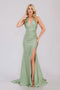 Amelia Couture 3040 Fitted Halter Satin Gown with Slit