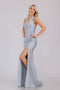 Amelia Couture 3040 Fitted Halter Satin Gown with Slit