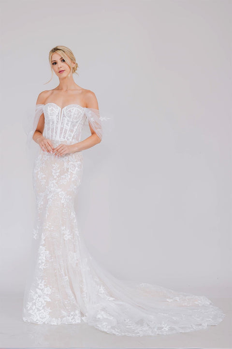 Amelia Couture WL0100 Off Shoulder Bridal Mermaid Dress