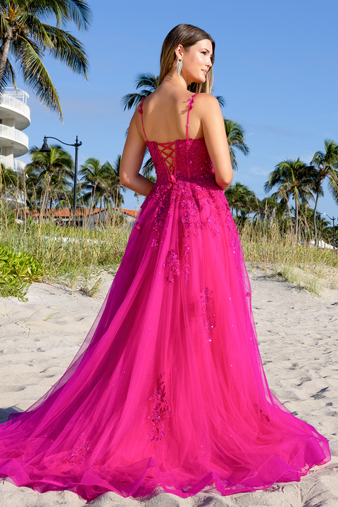 Amelia Couture 4044 Applique Sleeveless A-line Slit Gown
