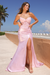 Amelia Couture 2055 Applique Satin Strapless Slit Gown