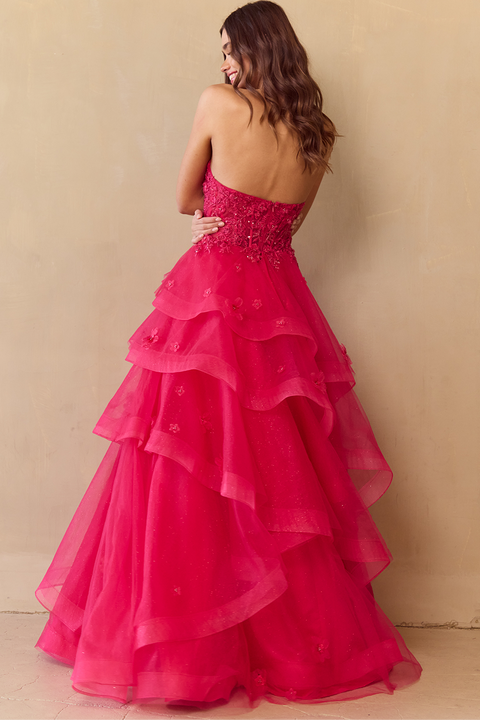 Amelia Couture 4900 Enchanting Strapless A-Line Gown with Layered Skirt