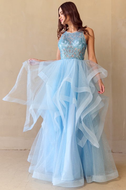 Amelia Couture 5066 Sleeveless A-Line Layered Gown