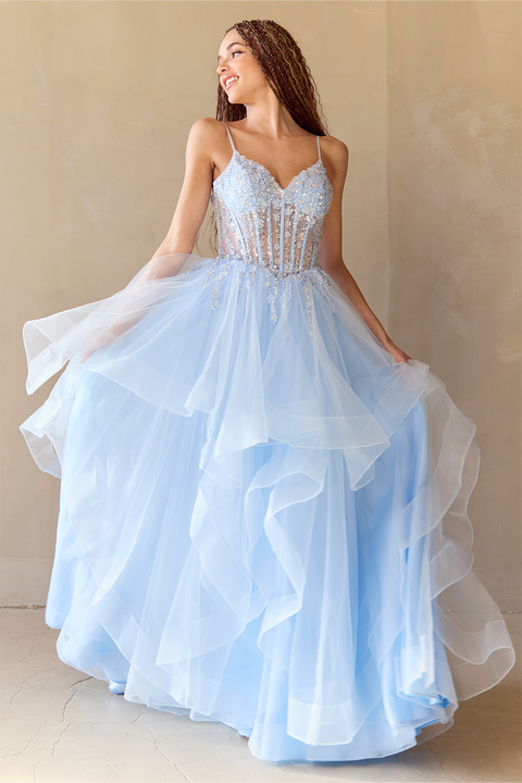 Amelia Couture 5068 Elegant Sleeveless A-Line Layered Gown