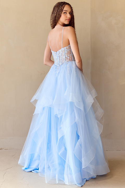Amelia Couture 5068 Elegant Sleeveless A-Line Layered Gown