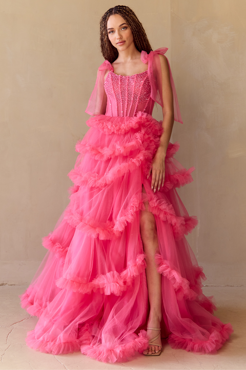 Amelia Couture 8900-FY091124 Sleeveless Ruffled A-Line Gown