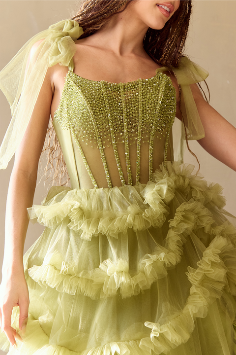 Amelia Couture 8900-FY091124 Sleeveless Ruffled A-Line Gown