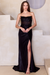Amelia Couture 9055 Elegant Appliqué Satin Strapless Gown with Slit