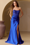 Amelia Couture 9056 Glamorous Satin Strapless Gown with Appliqué and Side Slit