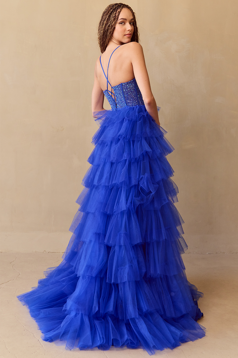 Amelia Couture 4048 Whimsical Sleeveless A-Line Gown with Tiered Skirt