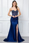 Amelia Couture 4049: Satin Strapless Slit Gown
