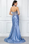 Beaded Satin Strapless Slit Gown by Amelia Couture 2131