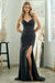 Beaded Satin Slit Prom Gown by Amelia Couture 9067