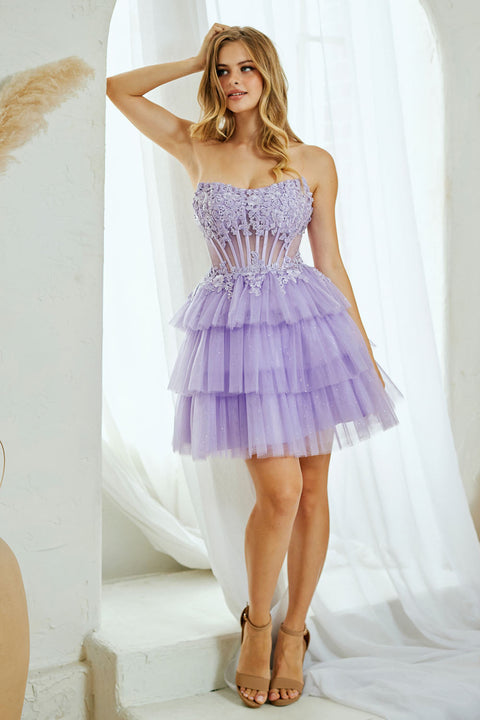 Tiered Homecoming Dress by Amelia Couture 9066S