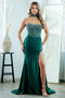 Beaded Satin Strapless Slit Gown by Amelia Couture 2131
