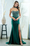 Beaded Satin Strapless Slit Gown by Amelia Couture 2131