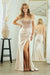 Beaded Satin Strapless Slit Gown by Amelia Couture 5074