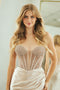 Beaded Satin Strapless Slit Gown by Amelia Couture 5074