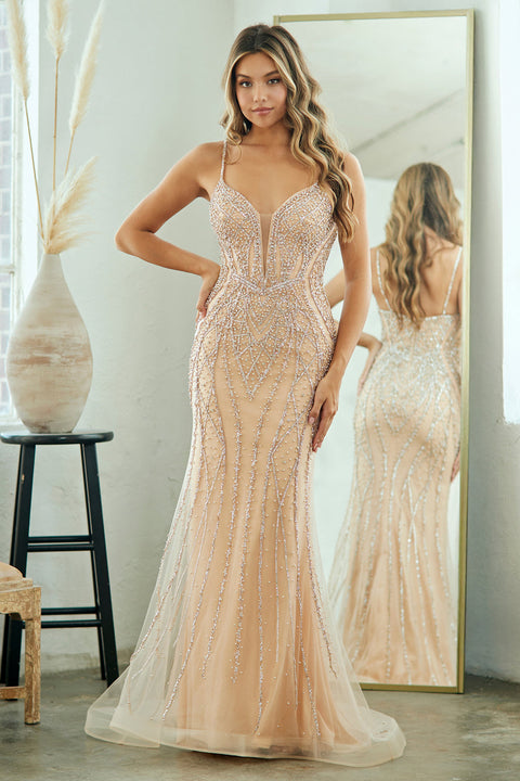 Pearl Beaded Evening Gown by Amelia Couture 2132