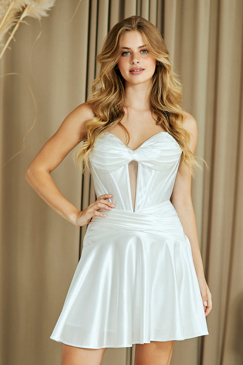 Satin Short Dress by Amelia Couture 9071S