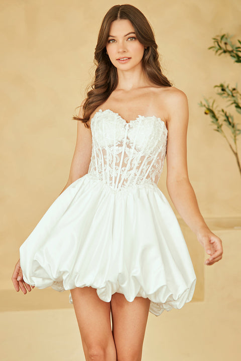 Elegant Short Strapless Appliqué Dress by Amelia Couture 5081S